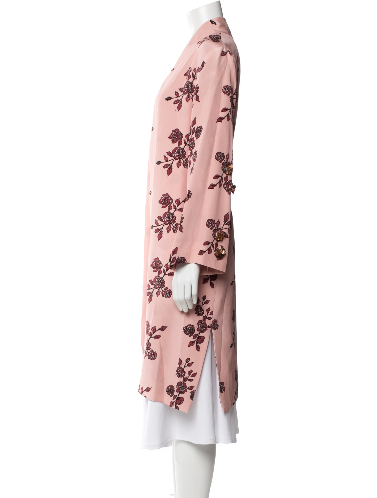 Macgraw Silk Floral Print Coat
