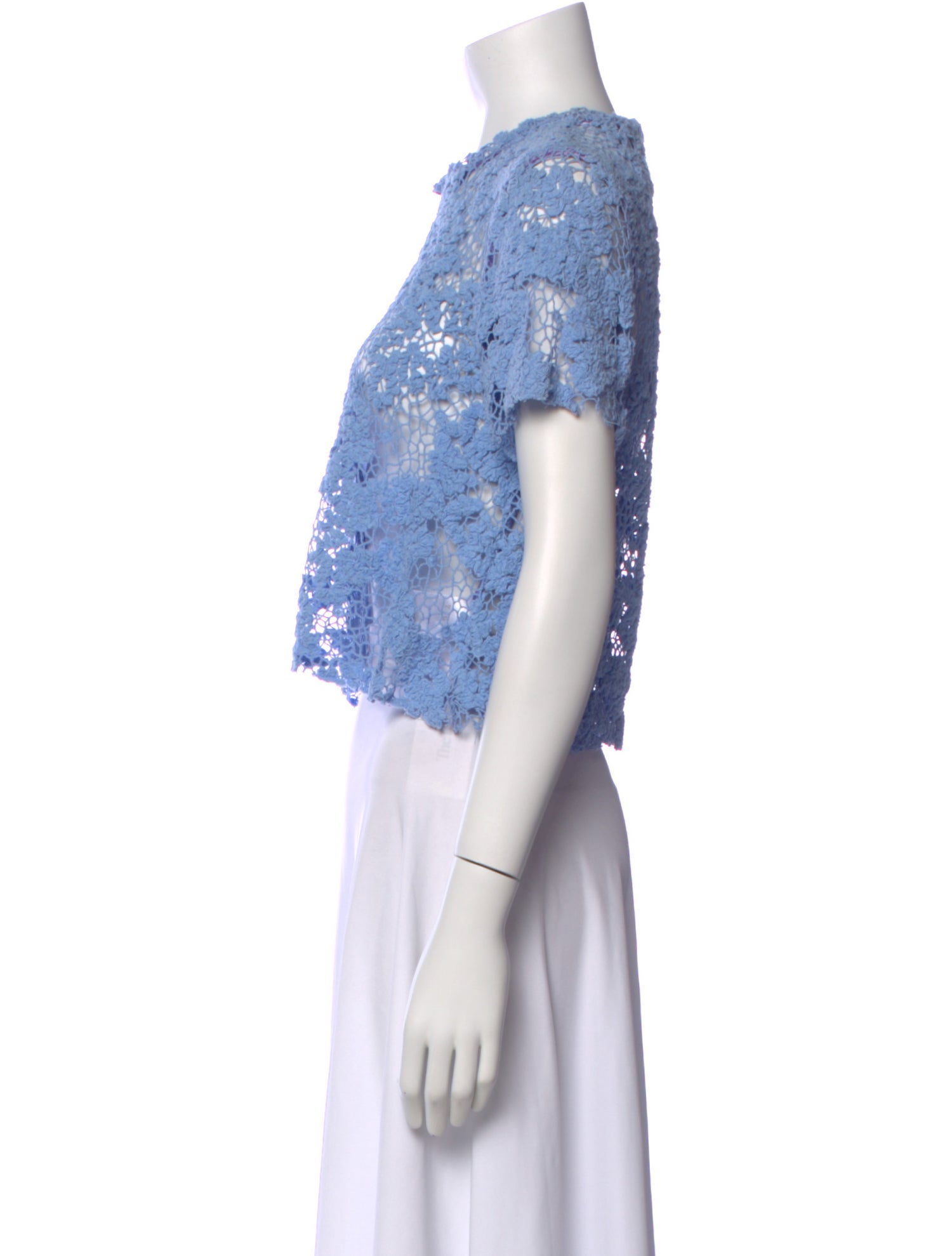 Macgraw Lace Pattern Crew Neck Top