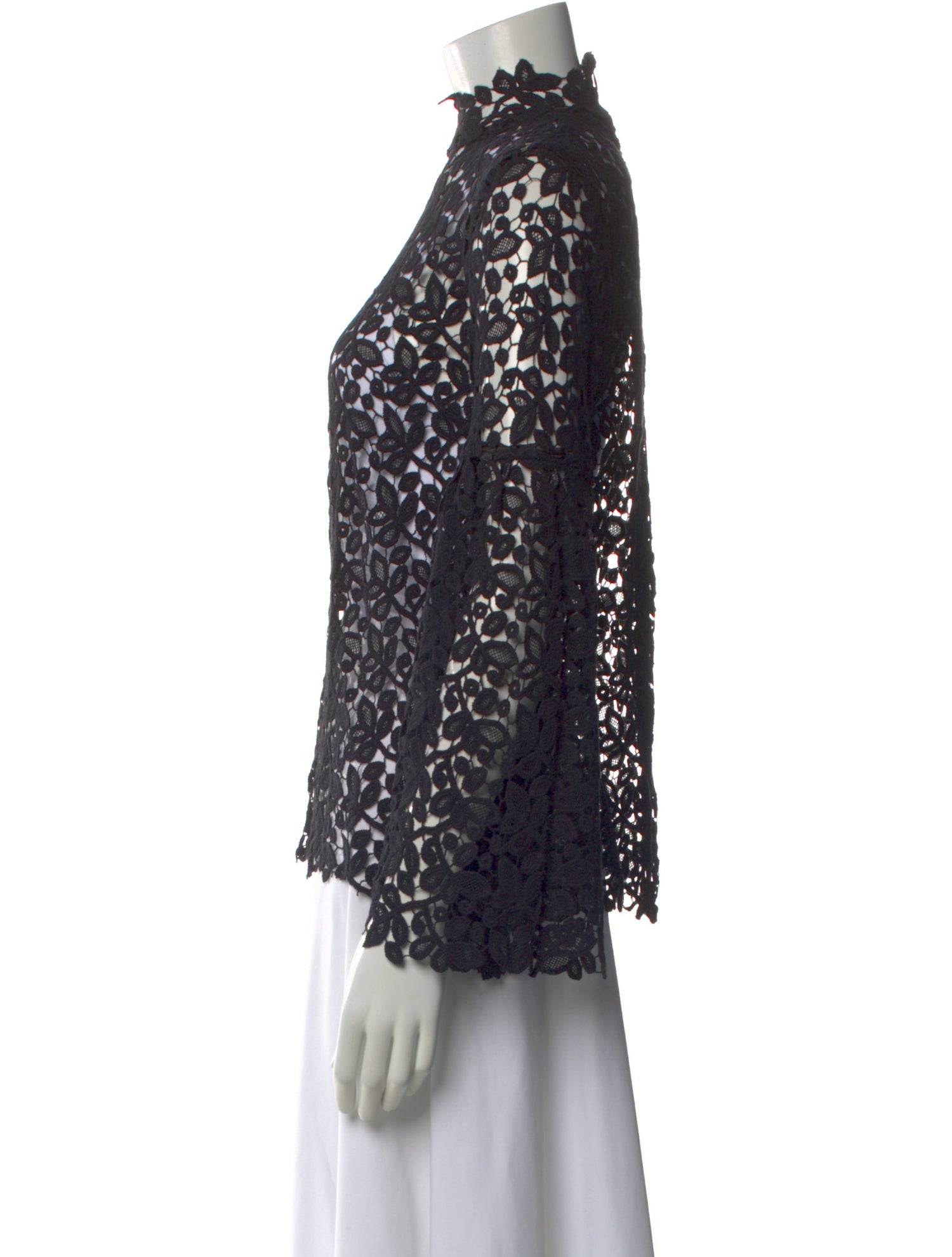 Macgraw Lace Pattern Mock Neck Top