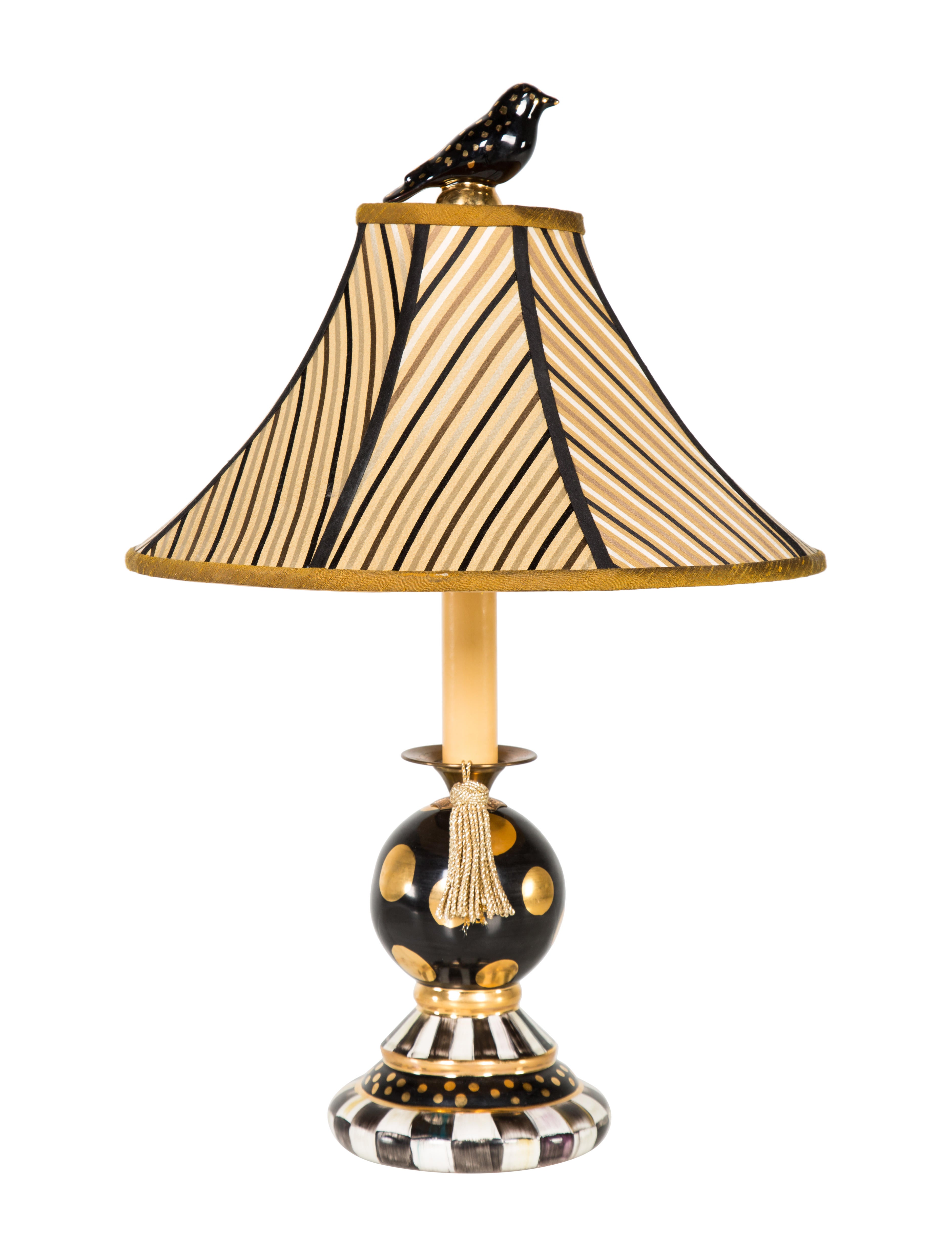 MacKenzieChilds Black Tie Bulbous Table Lamp Black Table Lamps