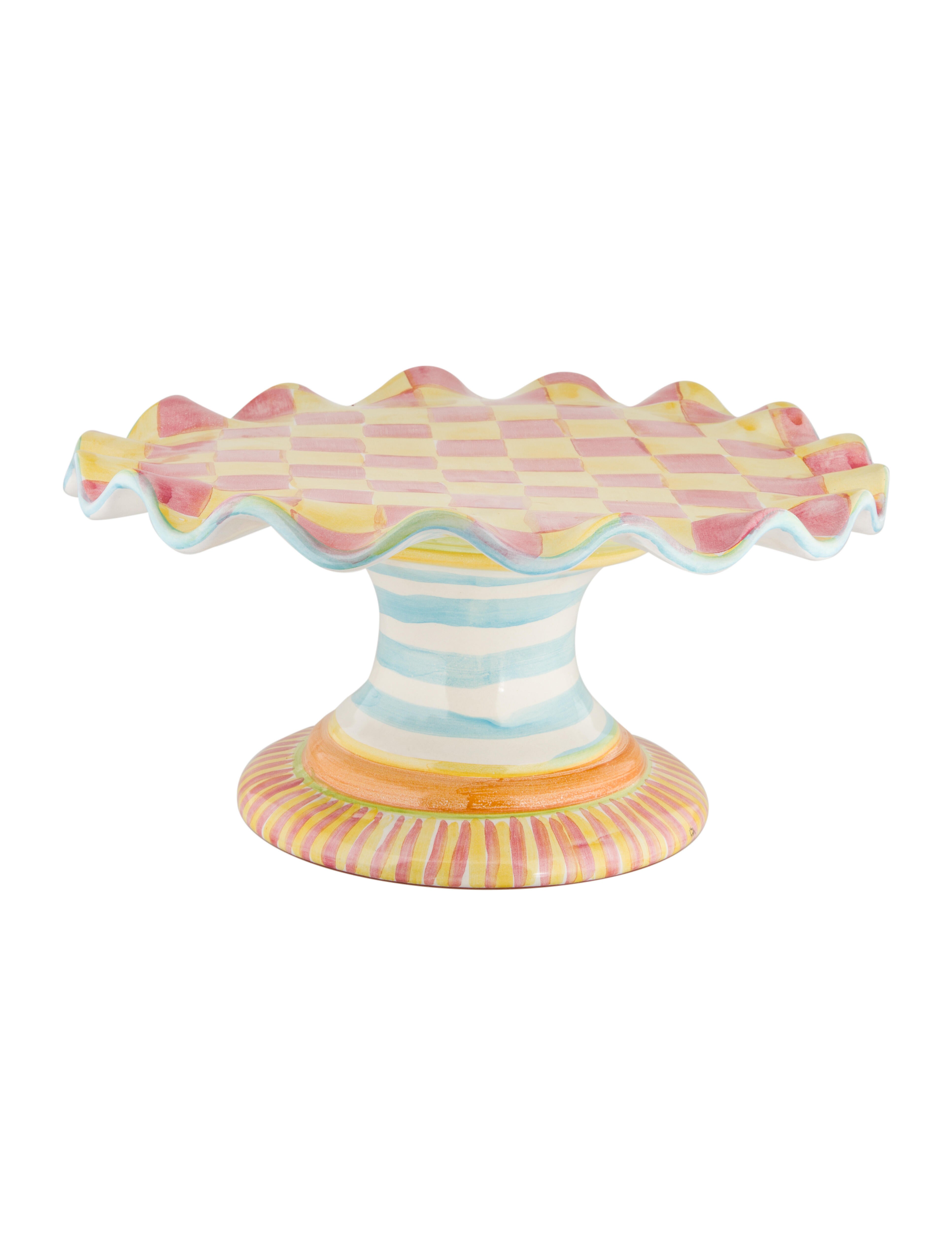 MacKenzieChilds Cake Stand Pink MACKC21936 The RealReal