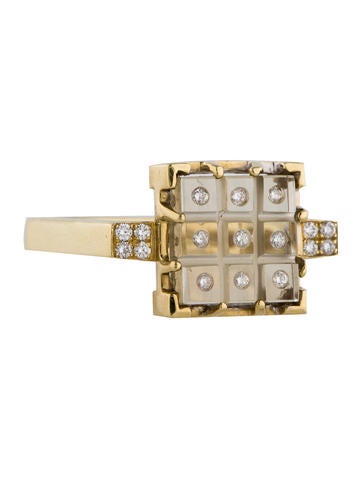 Madstone Cocktail Ring 18K Diamond and Prasiolite 6.75