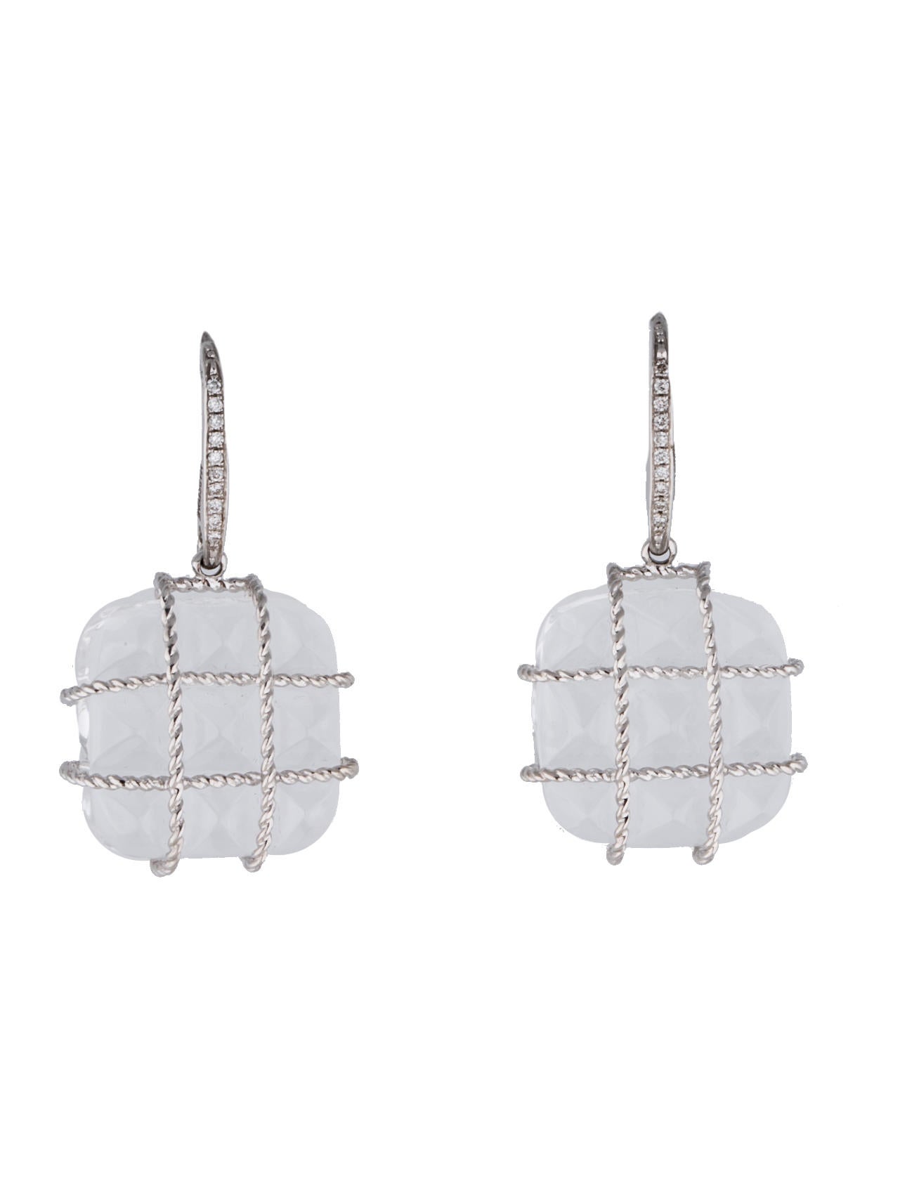 Madstone 18K Diamond and Quartz Drop Earrings