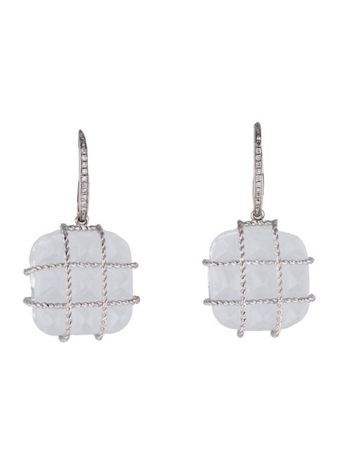 Madstone 18K Diamond and Quartz Drop Earrings