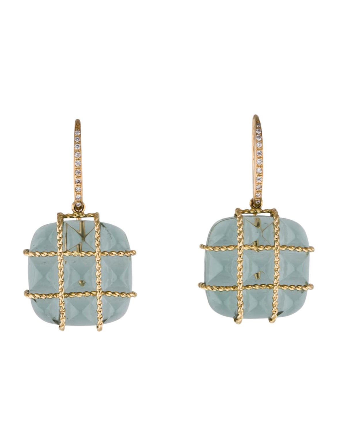 Madstone 18K Prasiolite and Diamond Drop Earrings