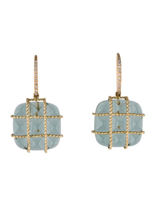 Madstone 18K Prasiolite and Diamond Drop Earrings