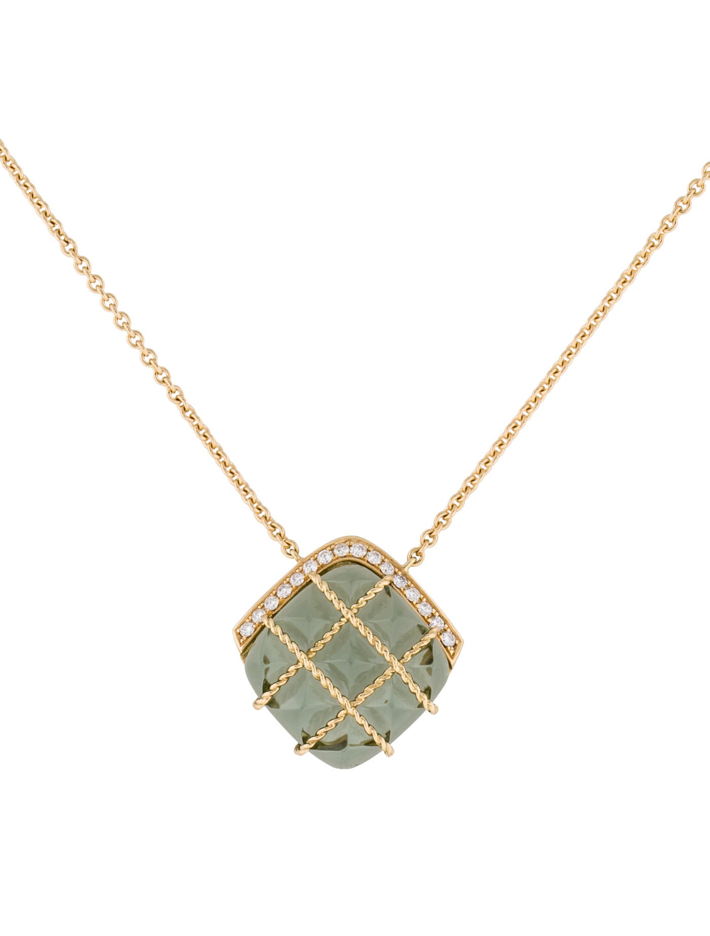 Madstone Prasiolite and Diamond Necklace