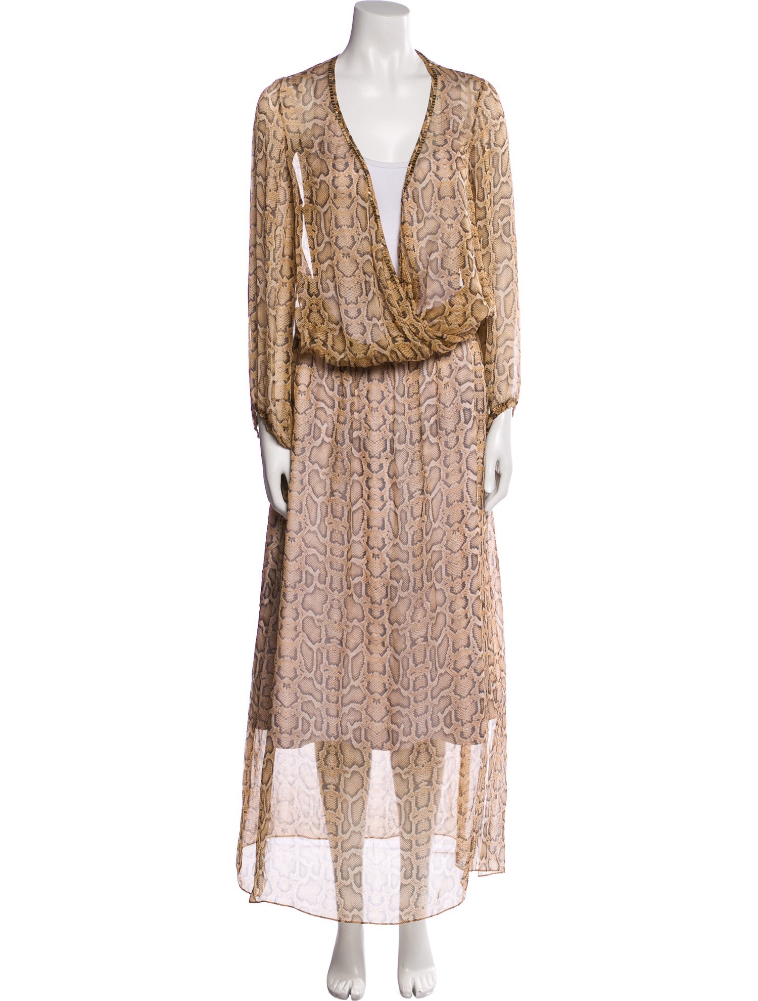 Marie France Van Damme Silk Animal Print Lounge Set w/ Tags