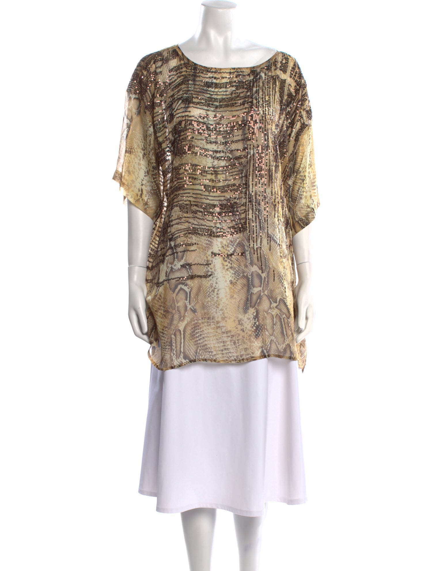 Marie France Van Damme Animal Print Scoop Neck Tunic