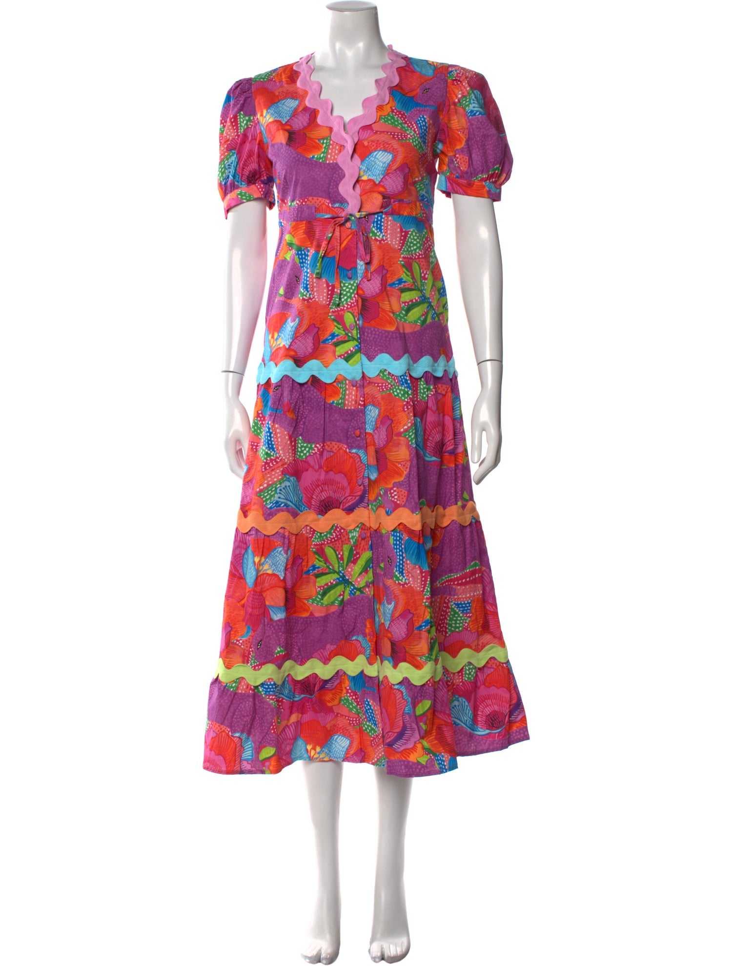 Marie France Van Damme Floral Print Long Dress w/ Tags