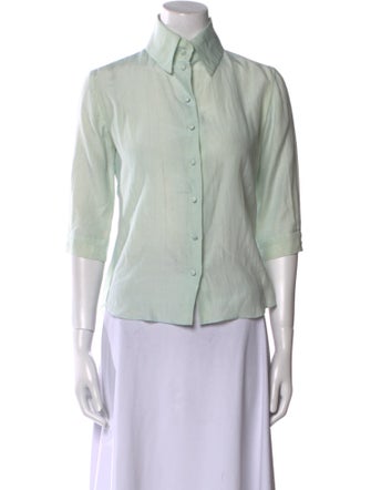 Martin Grant Three-Quarter Sleeve Button-Up Top