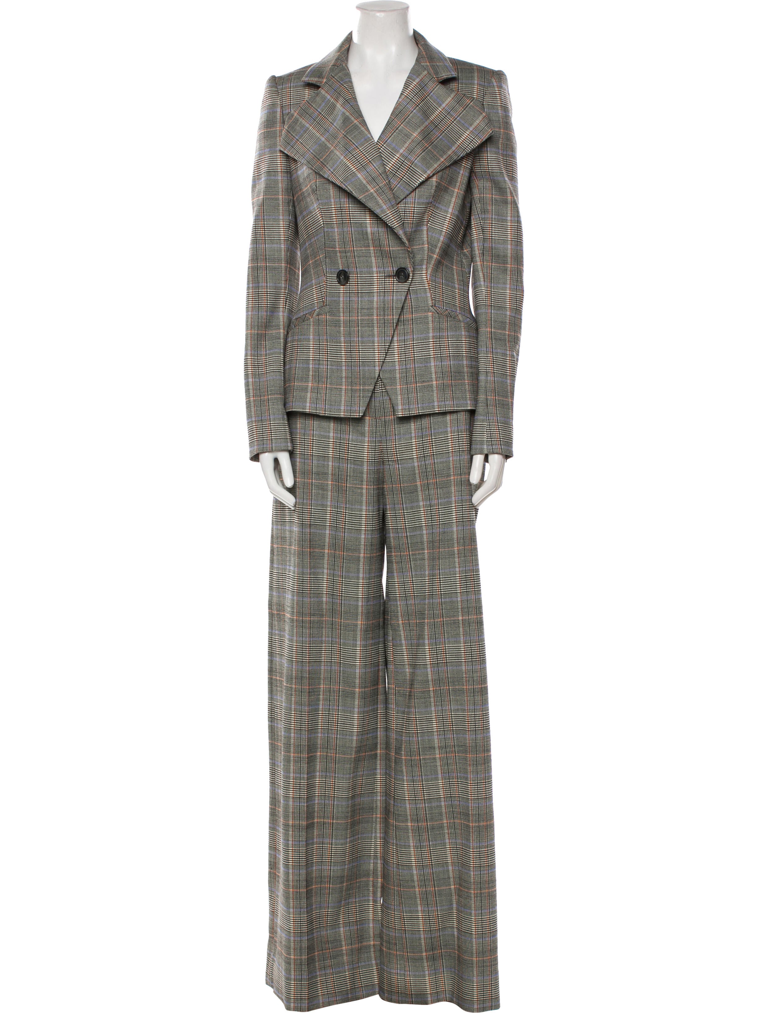 Martin Grant Wool Plaid Print Pantsuit