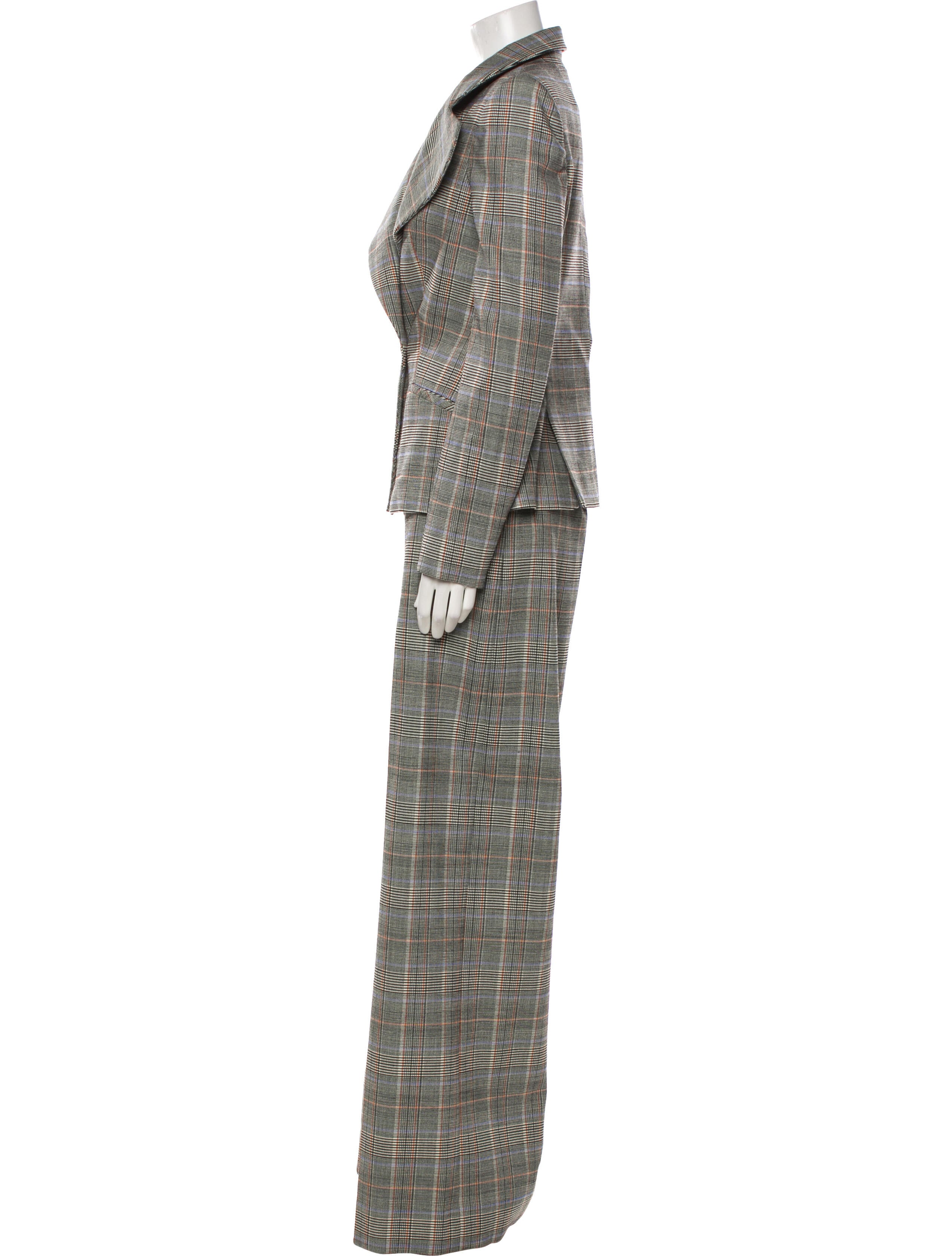 Martin Grant Wool Plaid Print Pantsuit