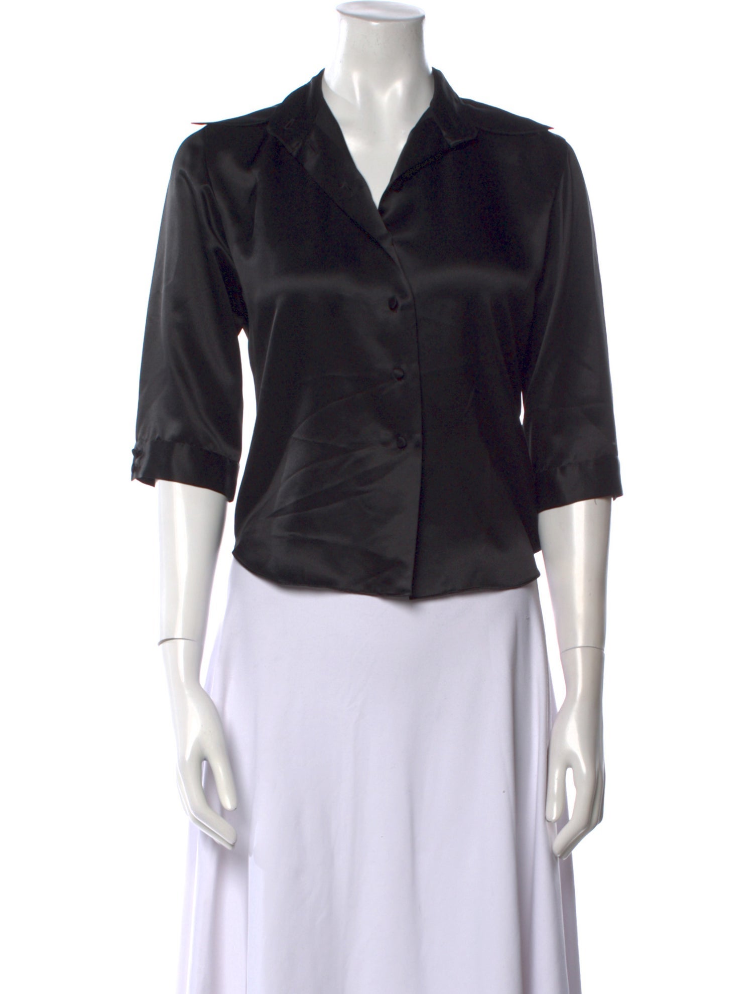 Martin Grant Silk Three-Quarter Sleeve Button-Up Top