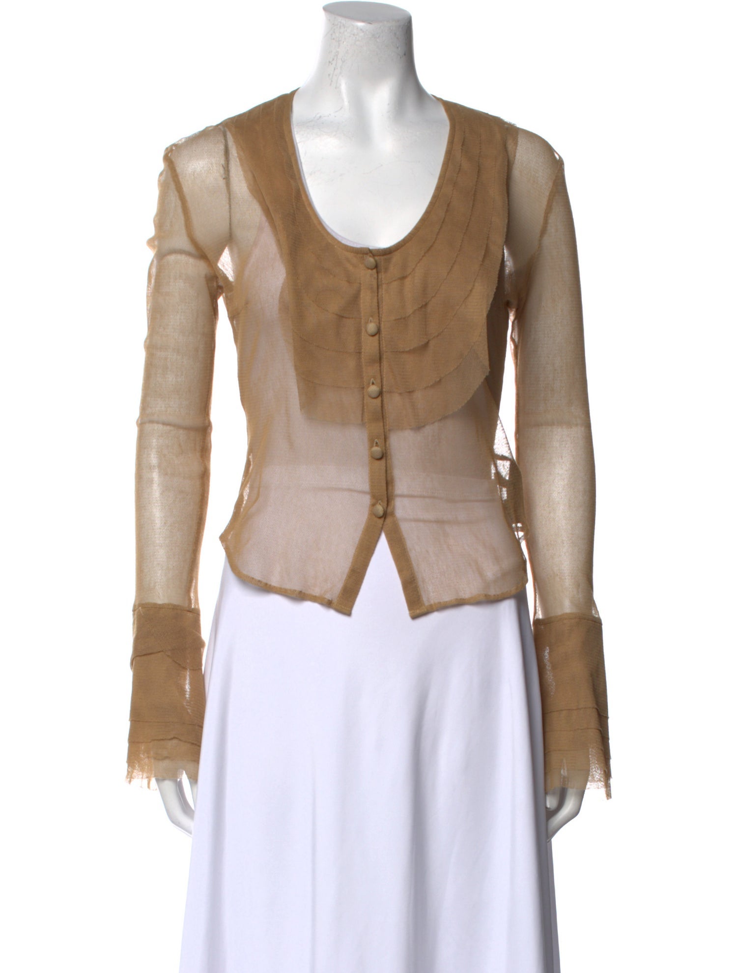 Martin Grant Scoop Neck Long Sleeve Crop Top