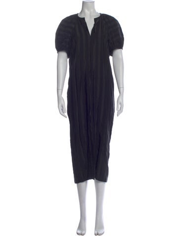 Pre-owned Martin Grant V-neck Long Dress In Blue