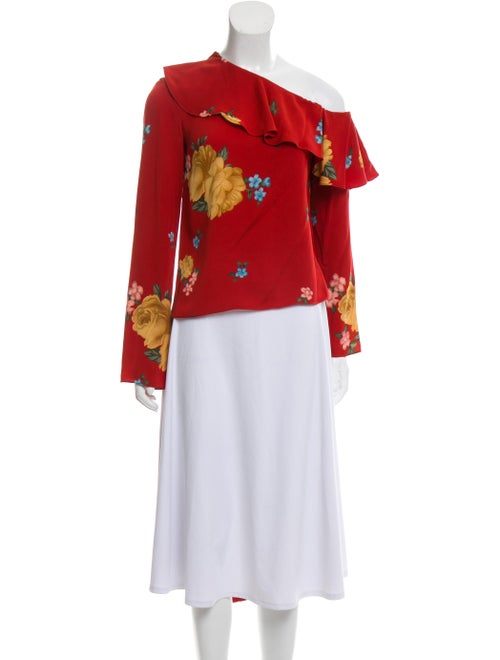 Magda Butrym Silk Floral Top Red