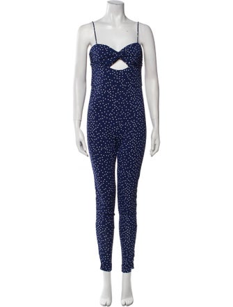Magda Butrym Polka Dot Print Square Neckline Jumpsuit