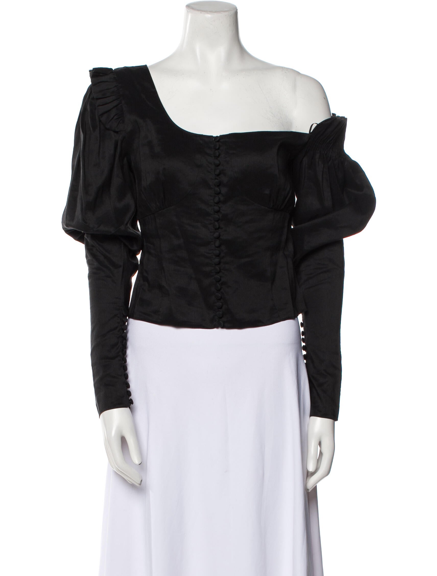 Magda Butrym Linen One-Shoulder Crop Top