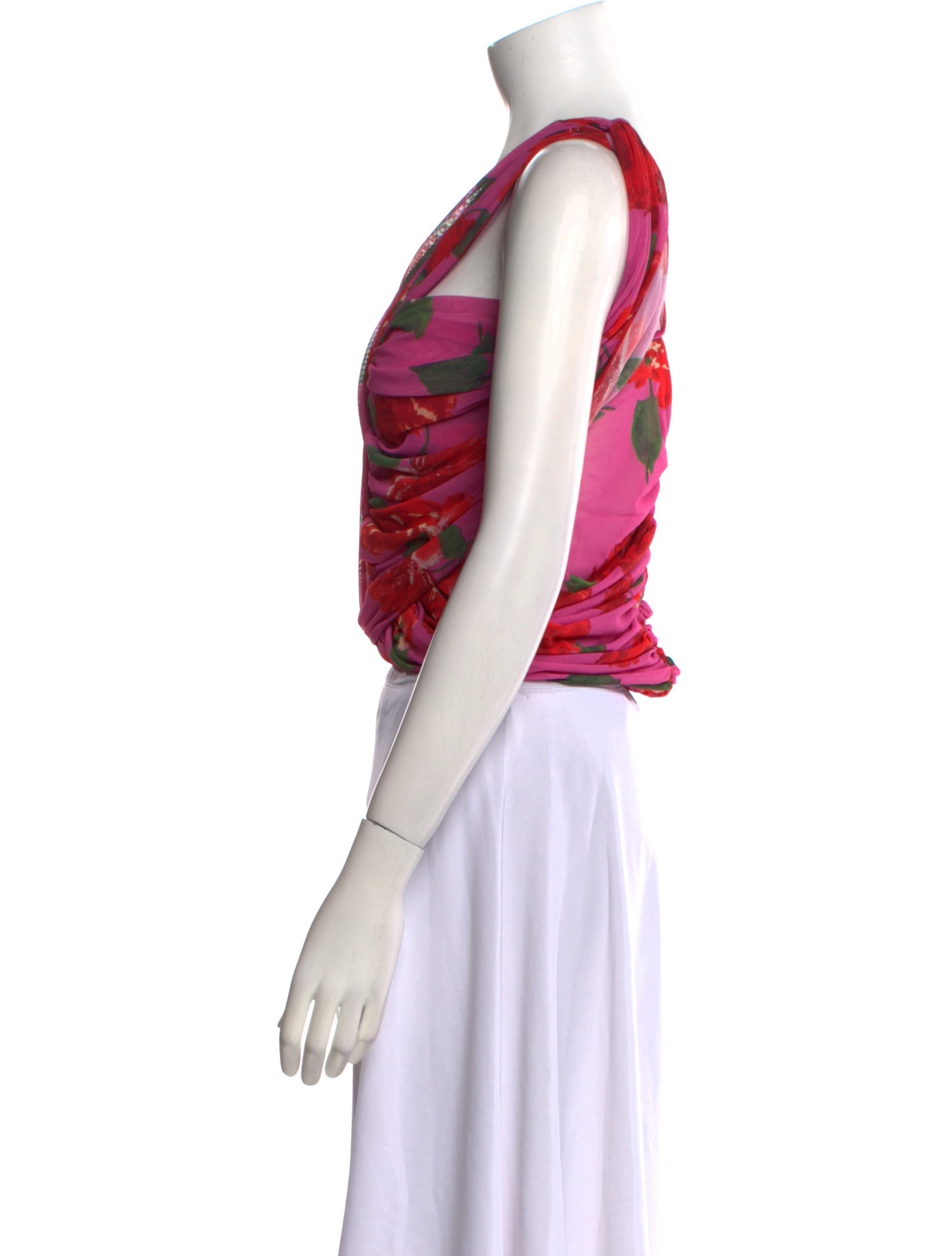 Magda Butrym Printed One-Shoulder Crop Top