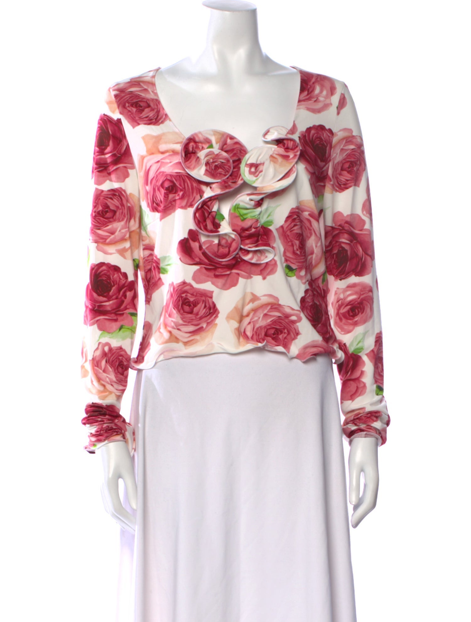 Magda Butrym Floral Print Square Neckline Crop Top w/ Tags