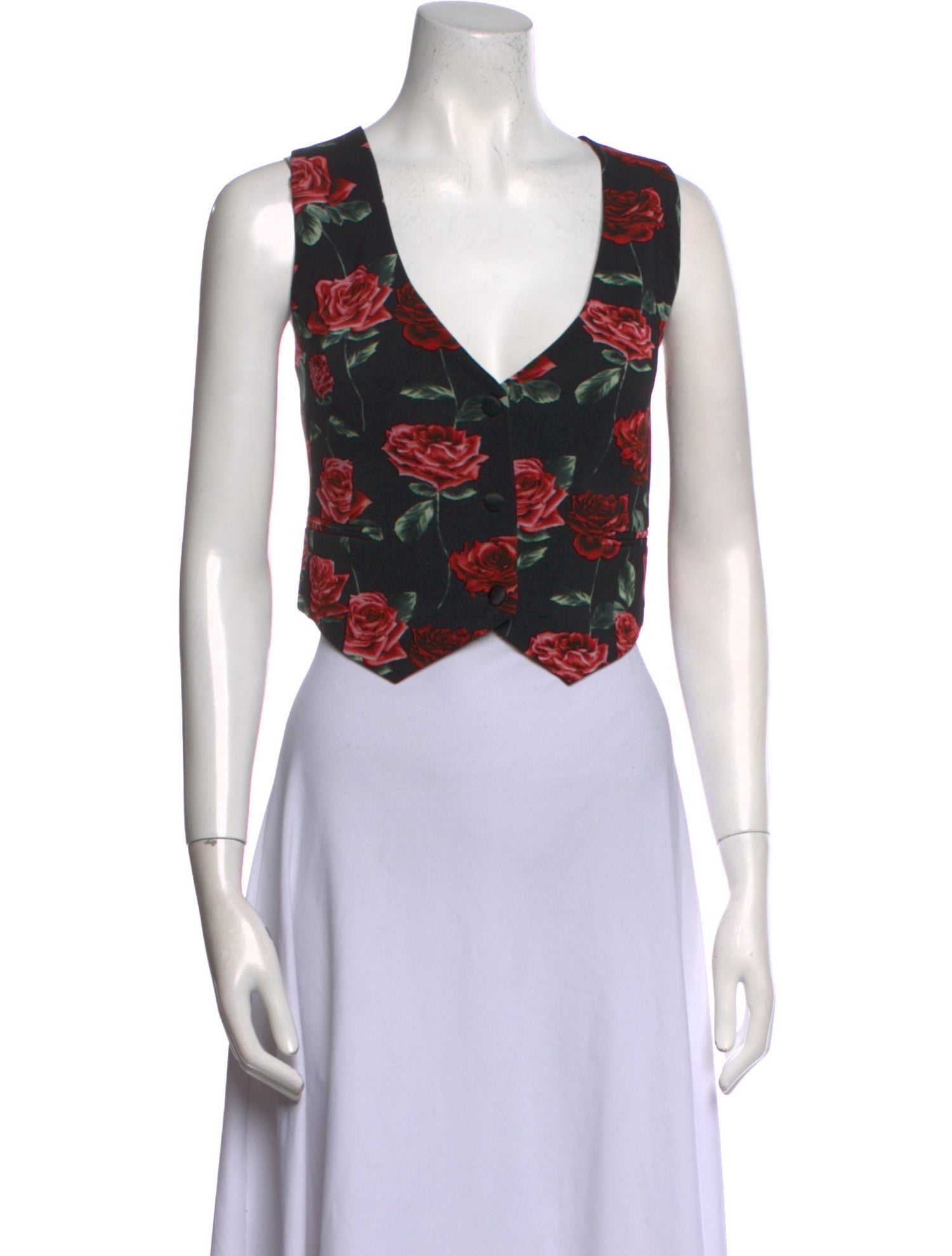 Magda Butrym Floral Print V-Neck Crop Top w/ Tags