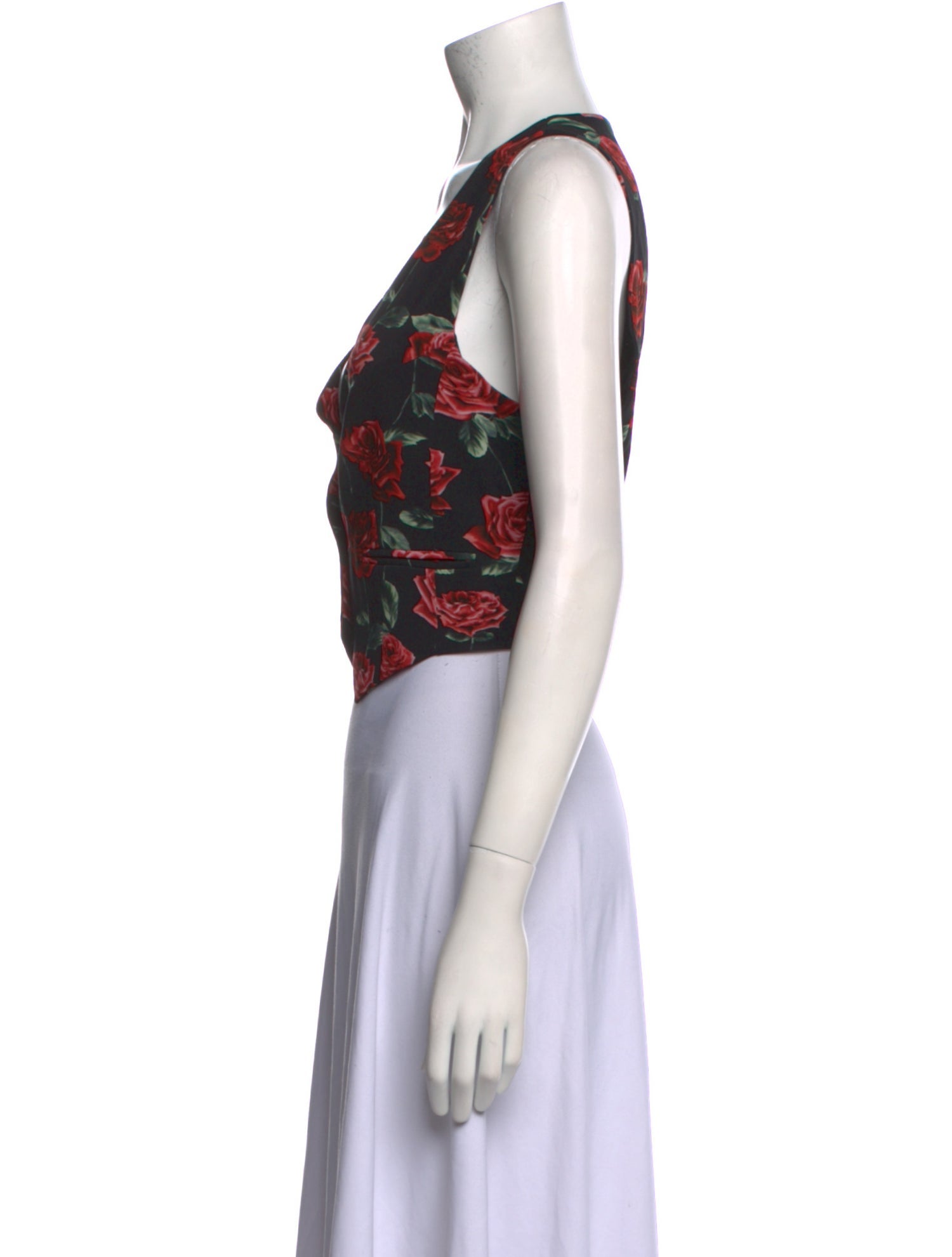 Magda Butrym Floral Print V-Neck Crop Top w/ Tags