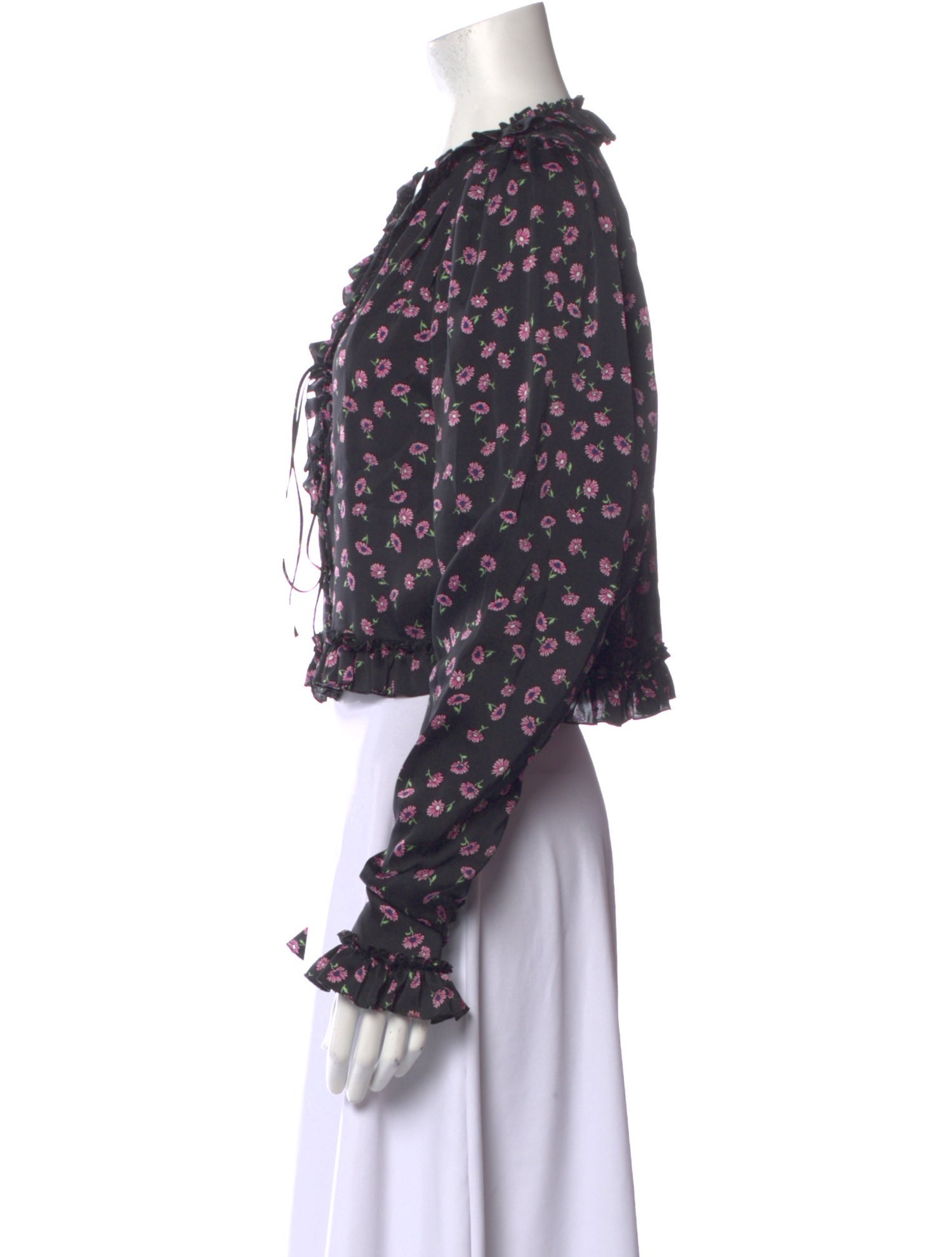 Magda Butrym Silk Floral Print Crop Top