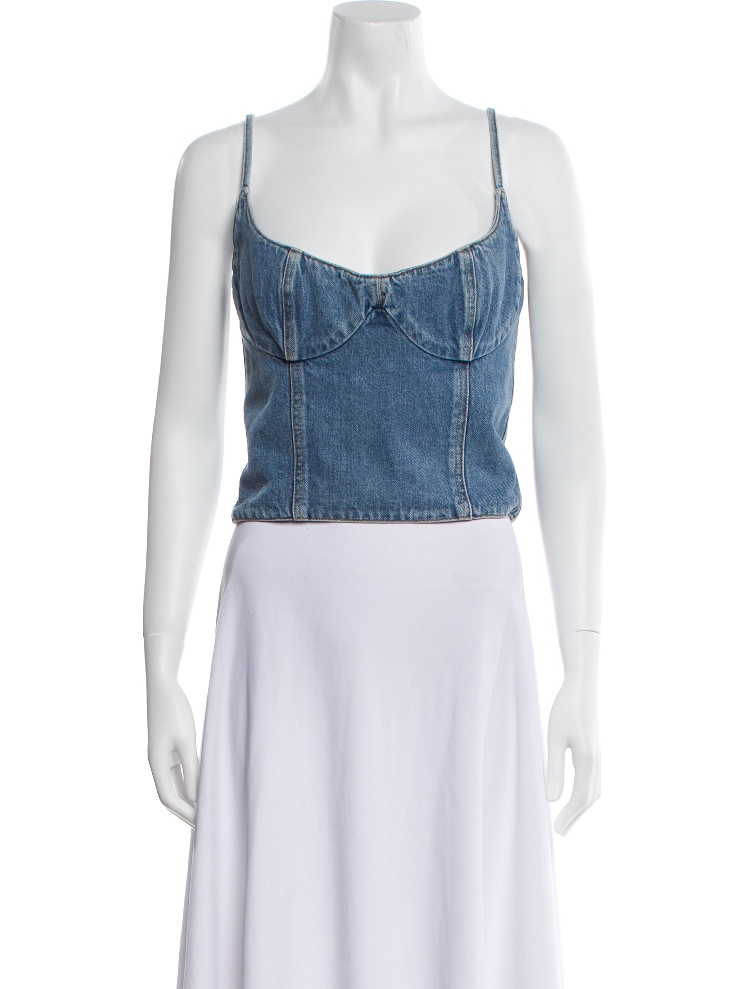 Magda Butrym Square Neckline Sleeveless Crop Top