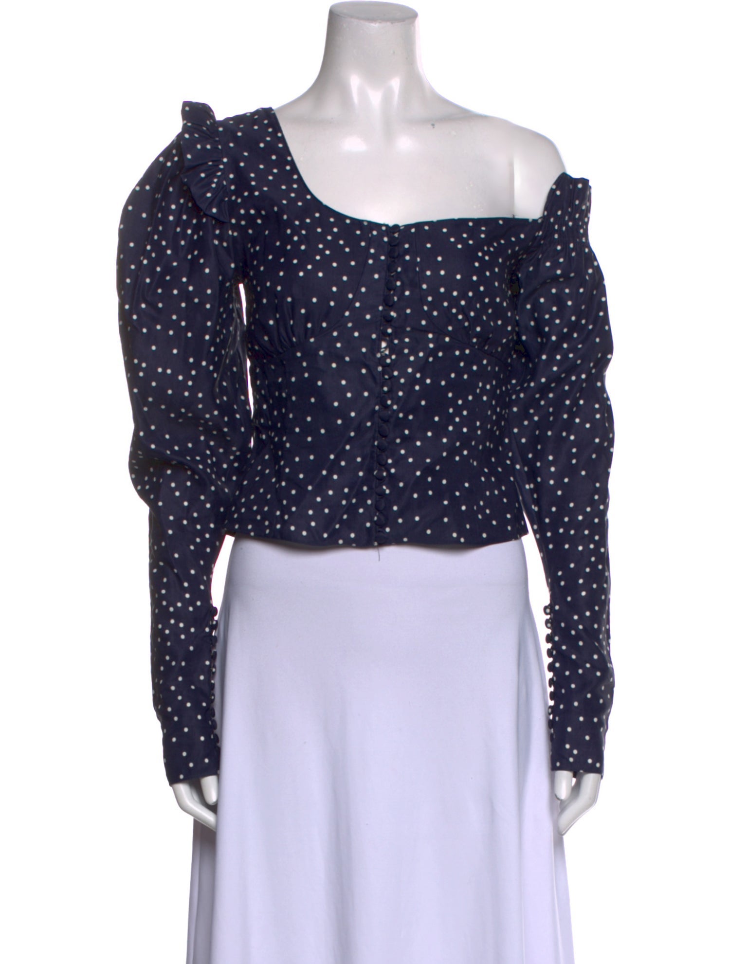 Magda Butrym Polka Dot Print Asymmetrical Crop Top