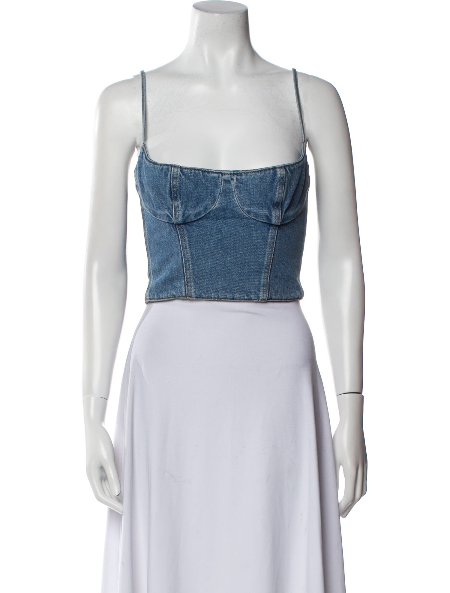 Magda Butrym Square Neckline Sleeveless Crop Top
