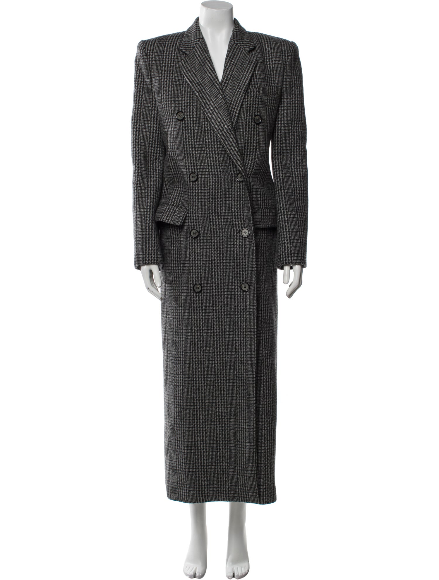 Magda Butrym Wool Plaid Print Coat