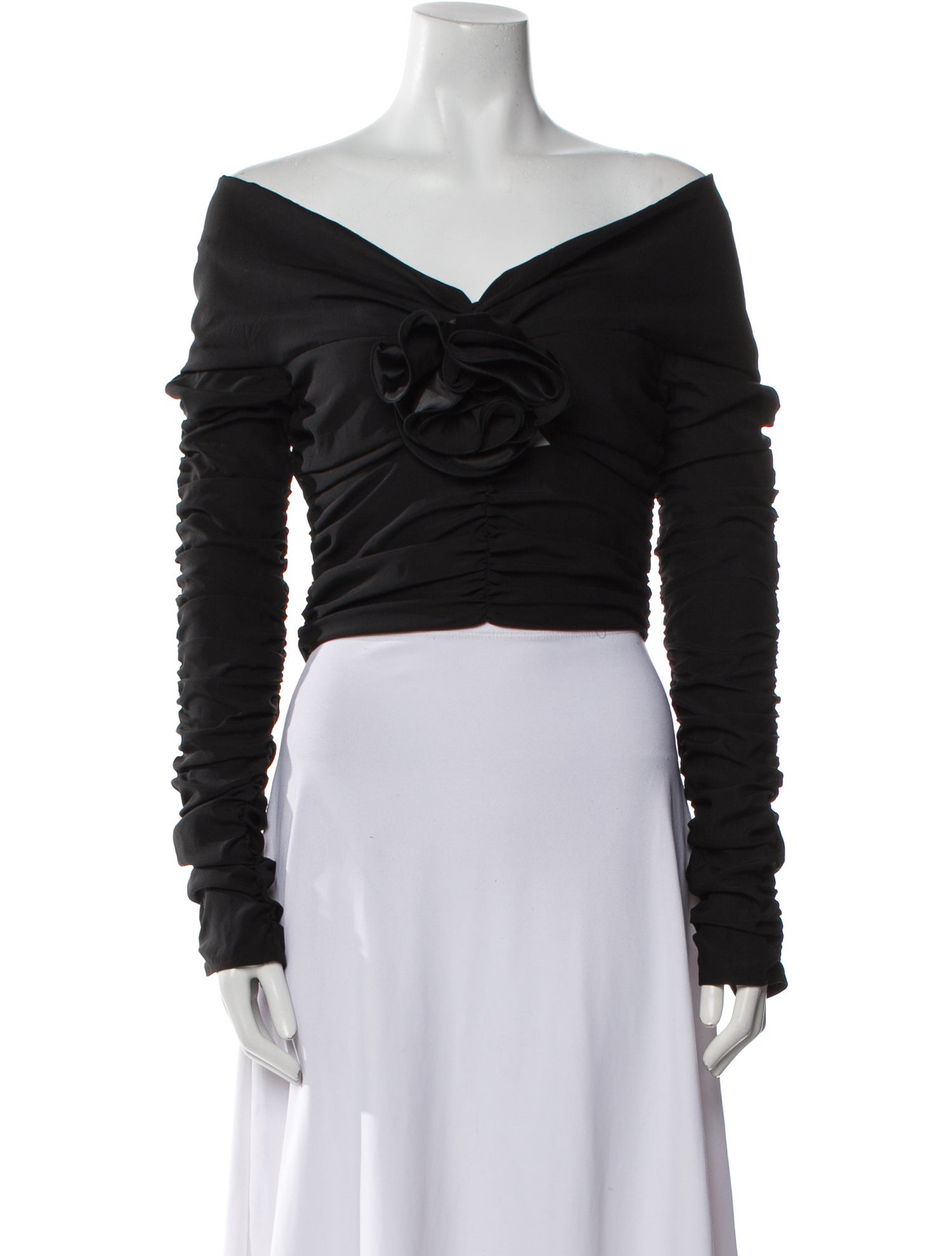 Magda Butrym Silk Off-The-Shoulder Crop Top