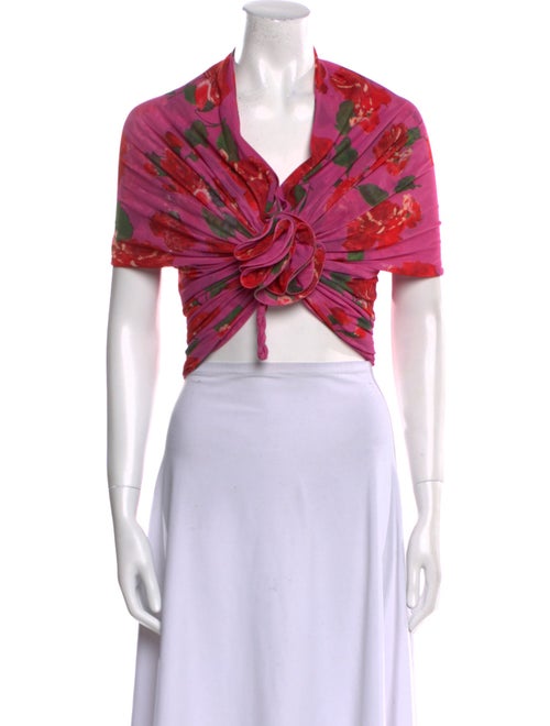 Magda Butrym Floral Print V-Neck Crop Top