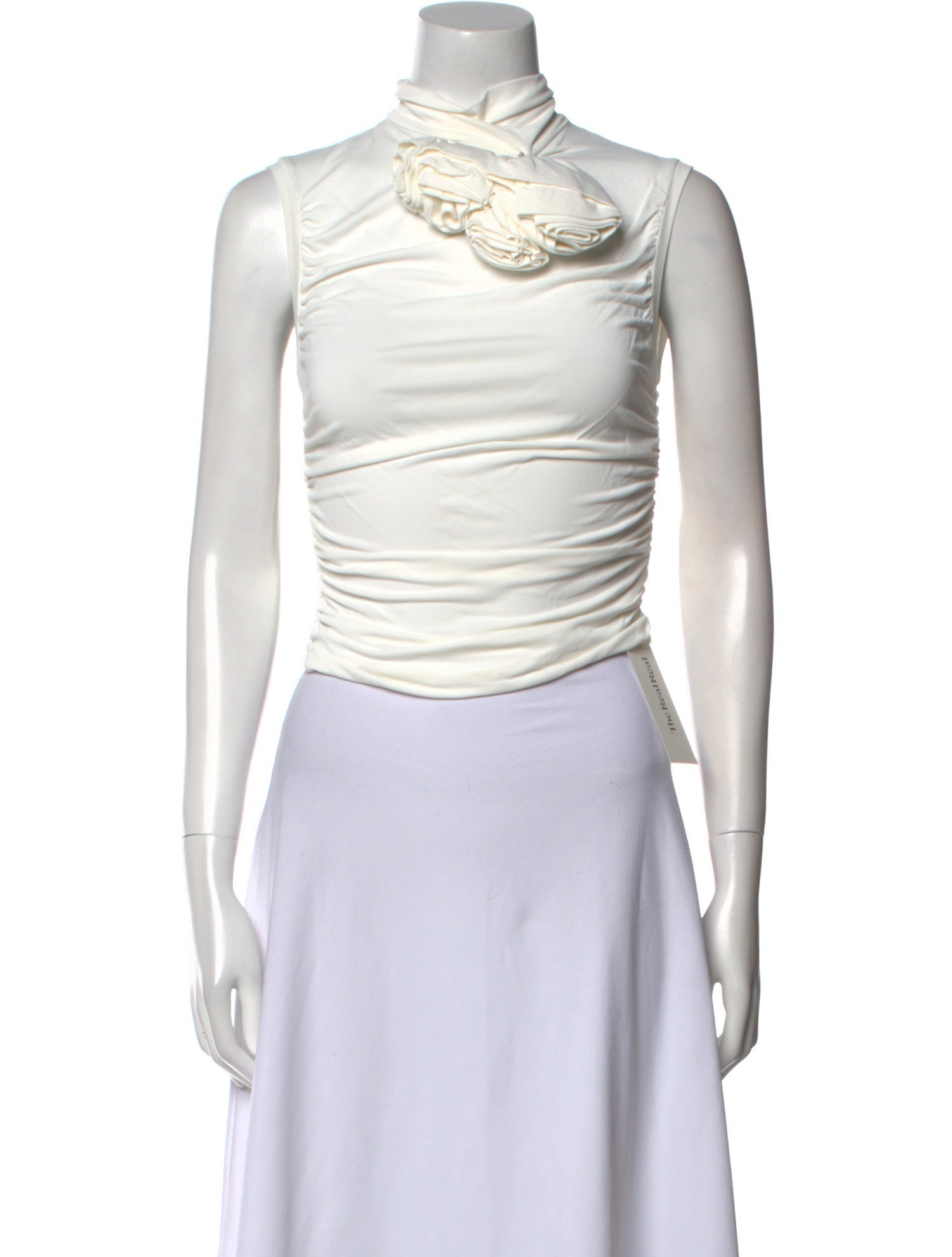 Magda Butrym Silk Mock Neck Crop Top