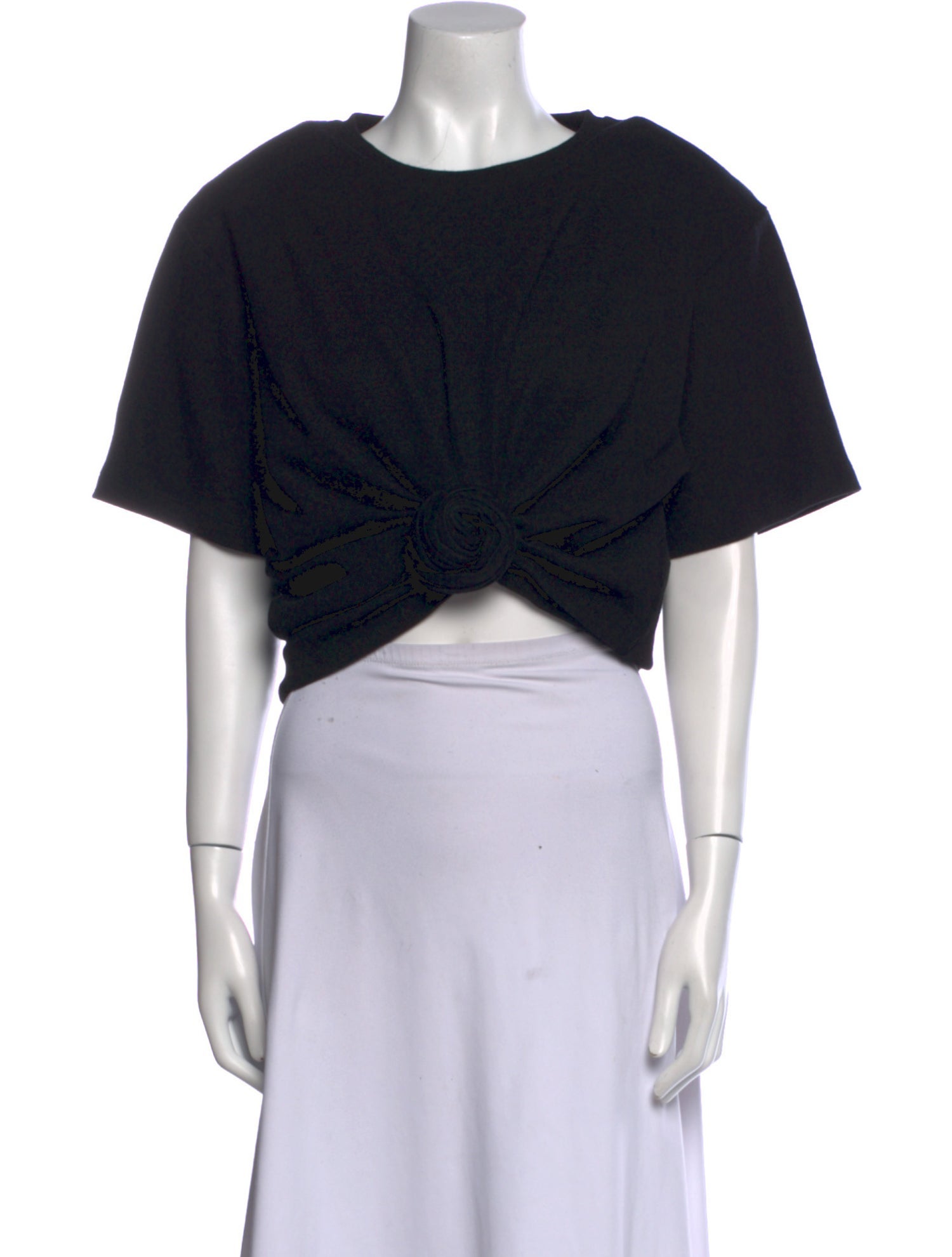 Magda Butrym Bateau Neckline Short Sleeve Crop Top