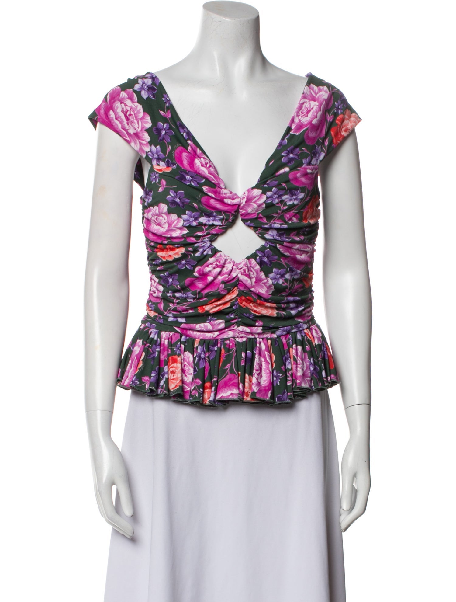 Magda Butrym Floral Print V-Neck Blouse w/ Tags