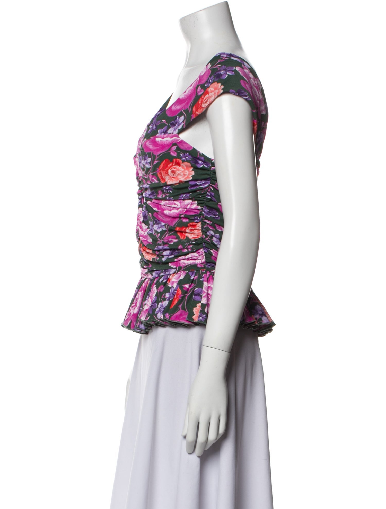 Magda Butrym Floral Print V-Neck Blouse w/ Tags