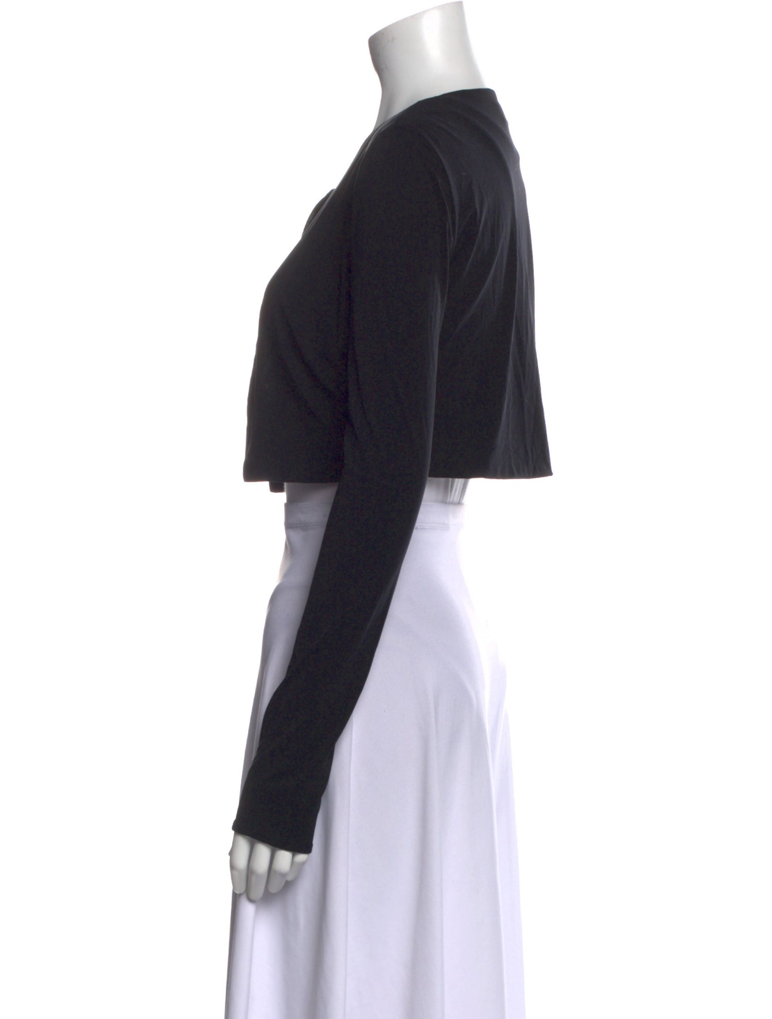 Magda Butrym Crew Neck Long Sleeve Crop Top