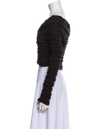 Magda Butrym Silk Off-The-Shoulder Crop Top