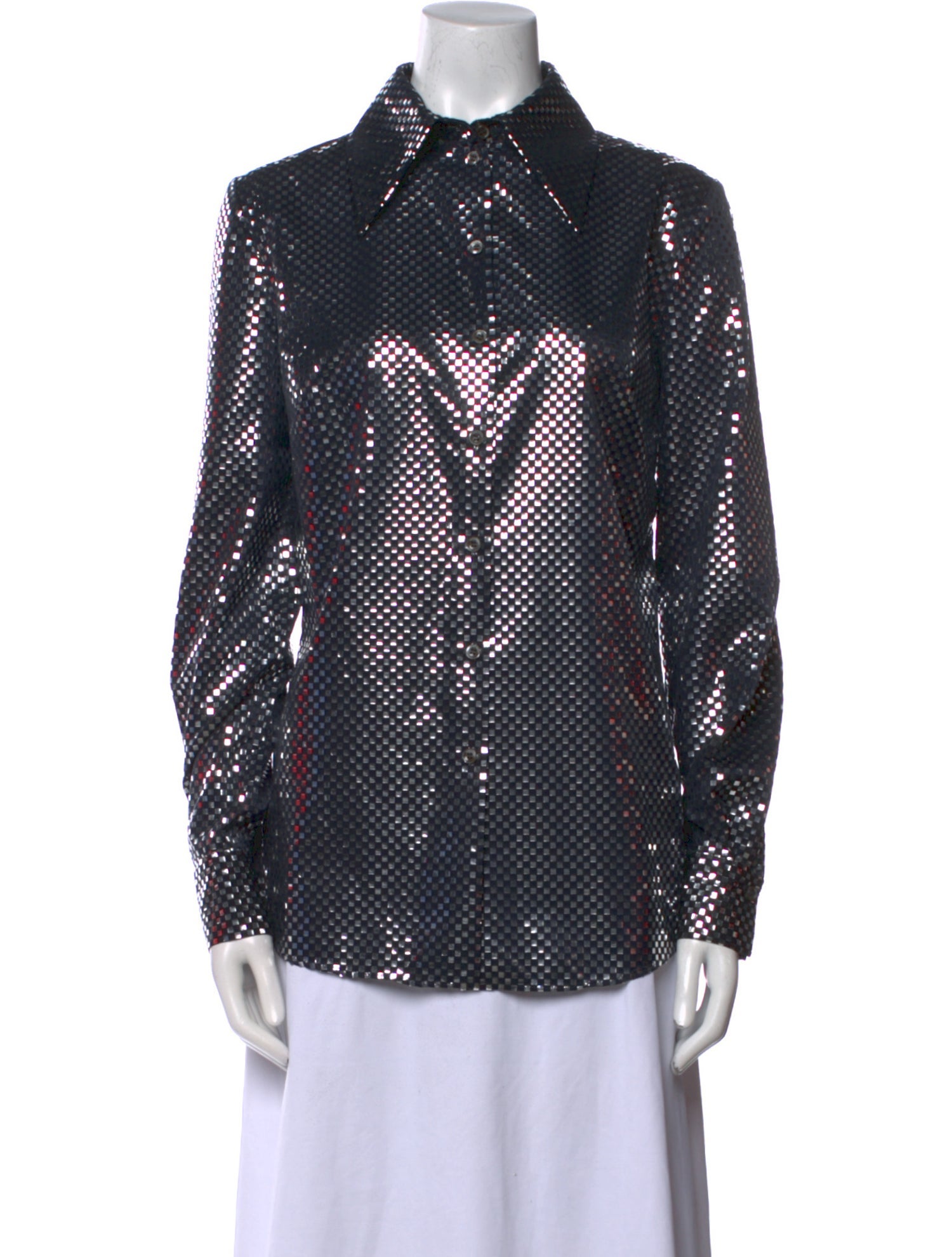 Magda Butrym Polka Dot Print Long Sleeve Button-Up Top