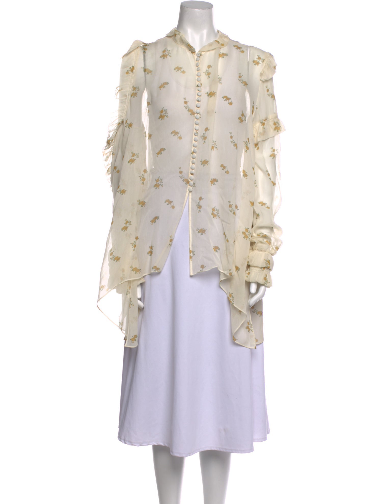 Magda Butrym Mock Neck Long Sleeve Blouse