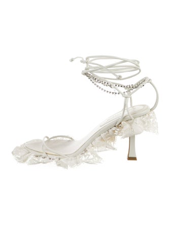 Magda Butrym Leather Lace Trim Embellishment Sandals