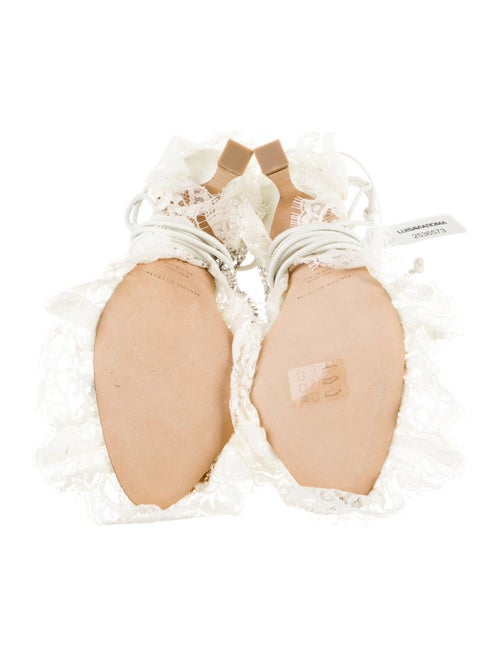 Magda Butrym Leather Lace Trim Embellishment Sandals
