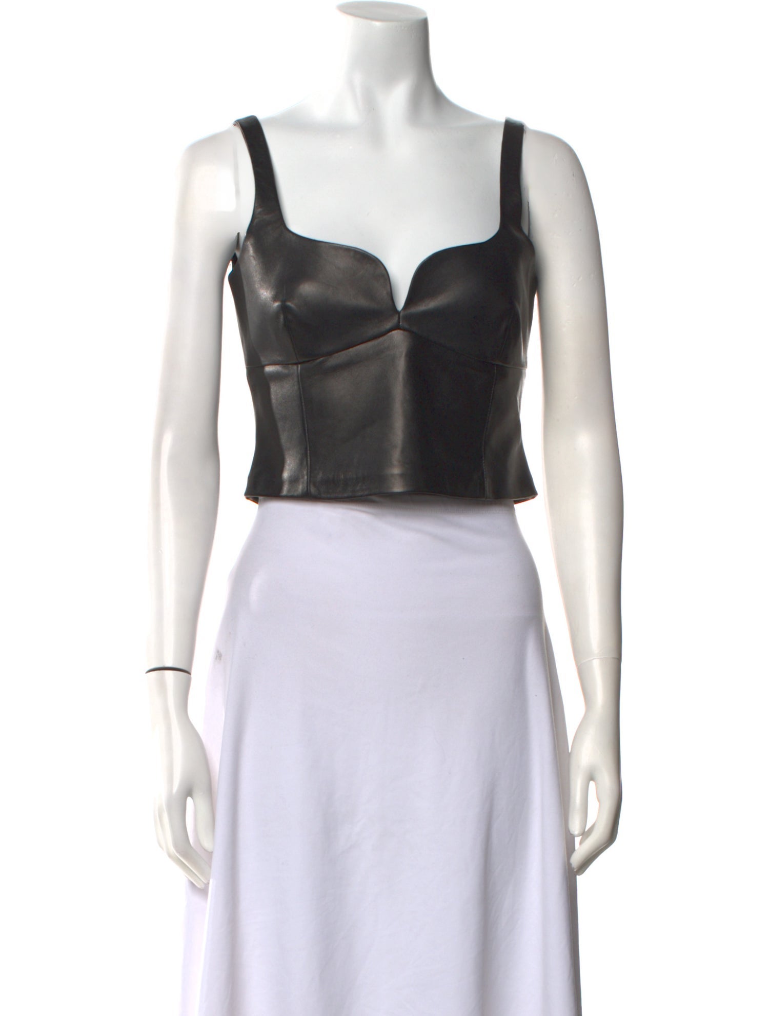 Magda Butrym Leather Square Neckline Crop Top