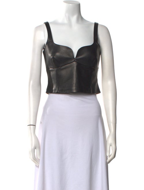 Magda Butrym Leather Square Neckline Crop Top