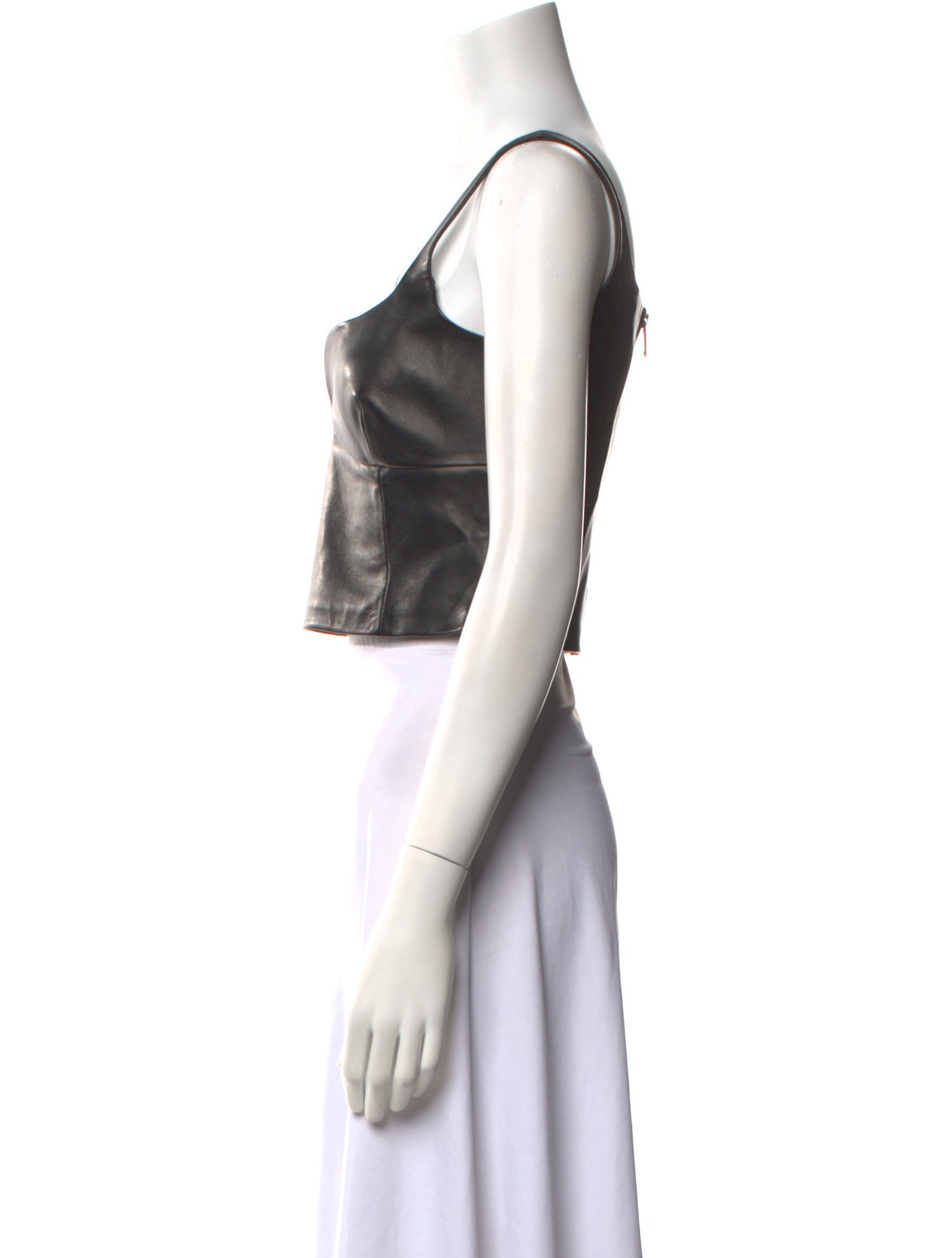 Magda Butrym Leather Square Neckline Crop Top