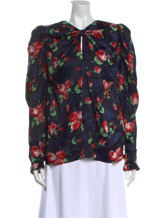 Magda Butrym Silk Floral Print Blouse