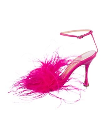 Magda Butrym Leather Feather Trim Gladiator Sandals