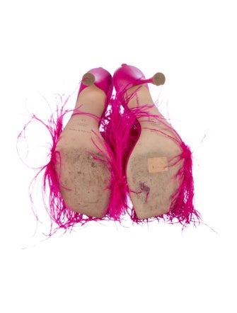 Magda Butrym Leather Feather Trim Gladiator Sandals